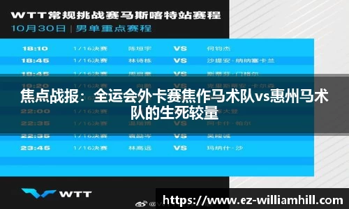焦点战报:全运会外卡赛焦作马术队vs惠州马术队的生死较量